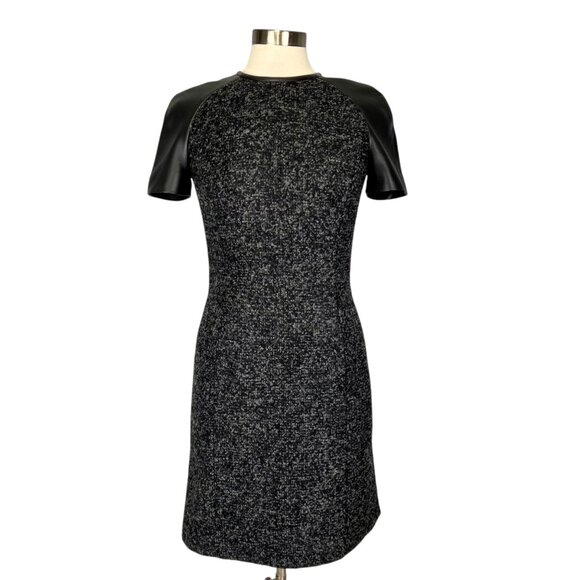 Michael Kors Collection Italy Womens Black Leather Short Sleeve Dress size 6 - Picture 1 of 14